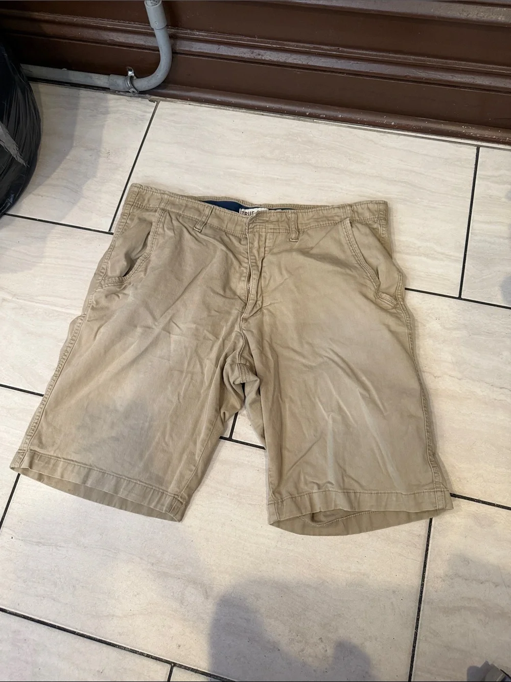True Craft Men's Khaki Flat-Front Cotton Shorts